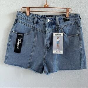 NWT Simple Society Super High Rise Front Yoke Shorts Denim Y2K 11 /30